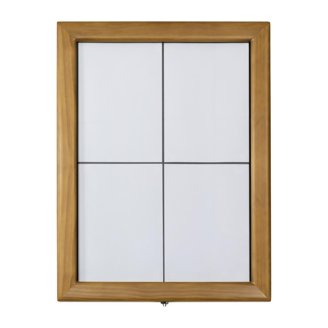 Porte-menu mural à LED blanches en teck Securit 4xA4 (sans poteau ni socle) — CU938