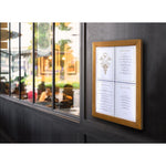 Porte-menu mural à LED blanches en teck Securit 4xA4 (sans poteau ni socle) — CU938