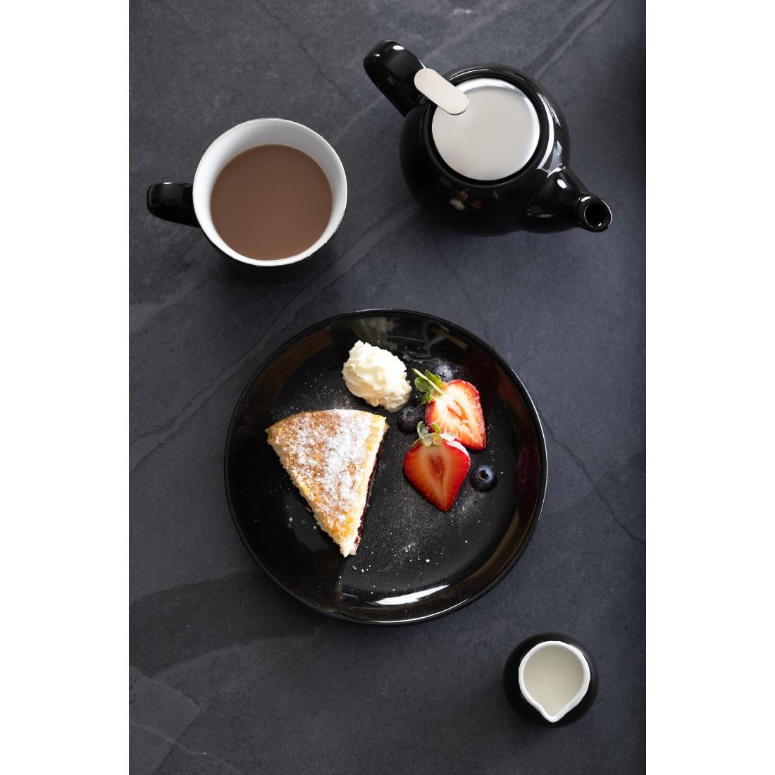 Assiettes creuses Olympia Café noires 205mm (lot de 12) — CU950