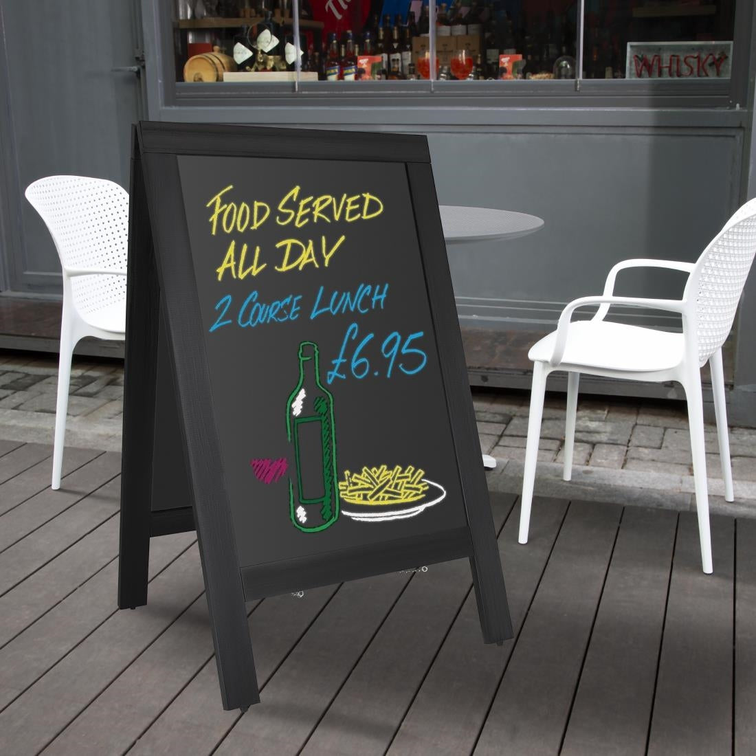 Panneau de trottoir avec cadre en bois noir Olympia 700x1200mm — CU993