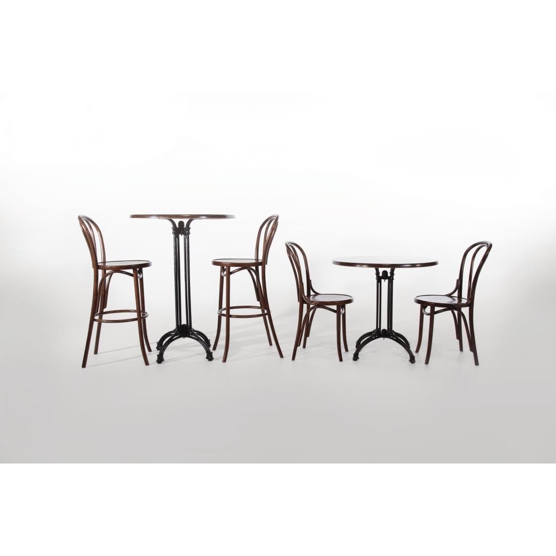 Tabouret haut bistro en bois courbé Fameg noyer — CW012