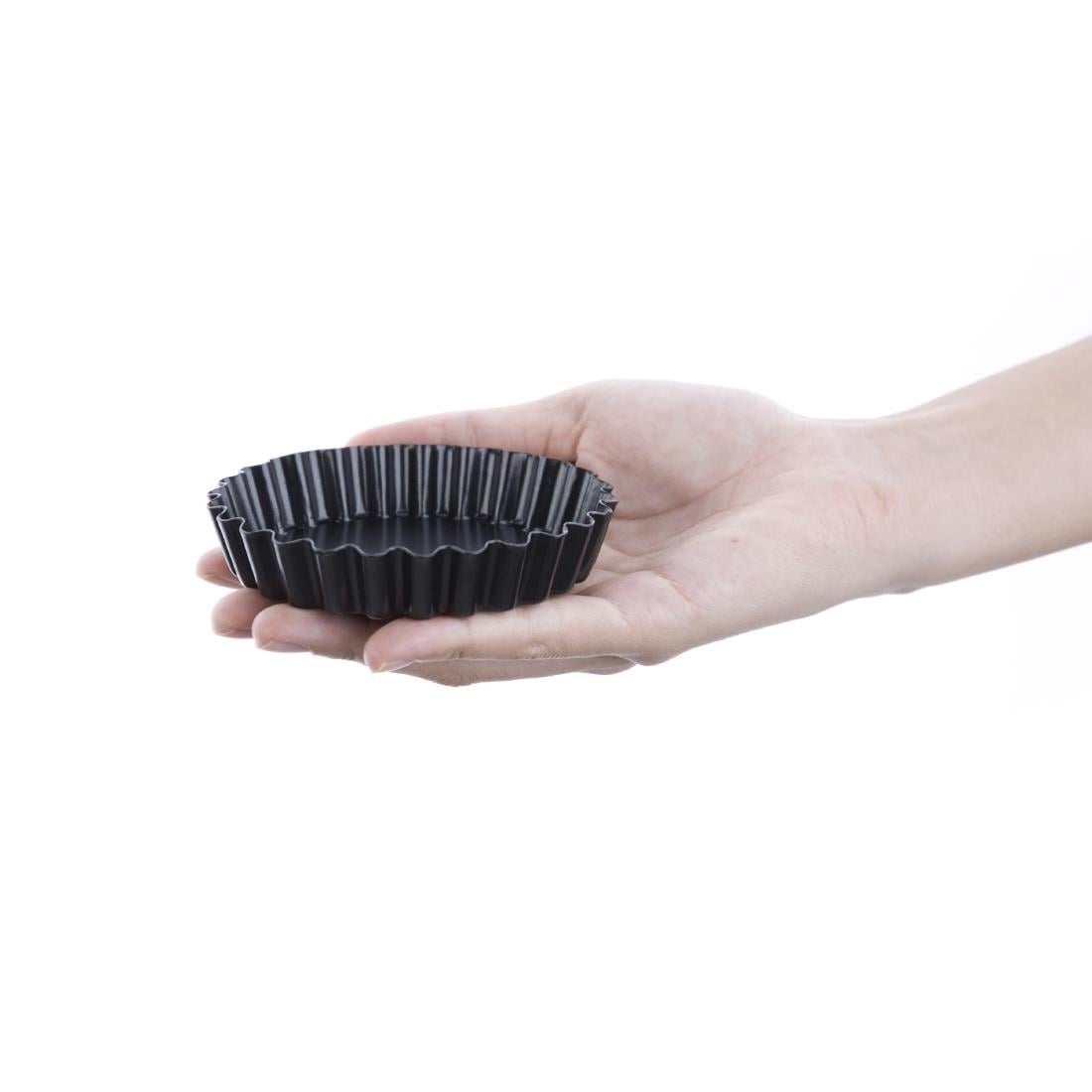 Moule à tartelette cannelé antiadhésif avec fond amovible Vogue 10 cm (lot de 3) — CW991