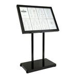 Porte-menu à LED blanches en acier noir Securit 8xA4 avec poteau et socle — CX074