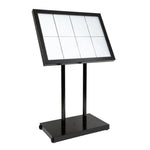 Porte-menu à LED blanches en acier noir Securit 8xA4 avec poteau et socle — CX074