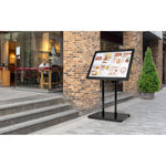 Porte-menu à LED blanches en acier noir Securit 8xA4 avec poteau et socle — CX074