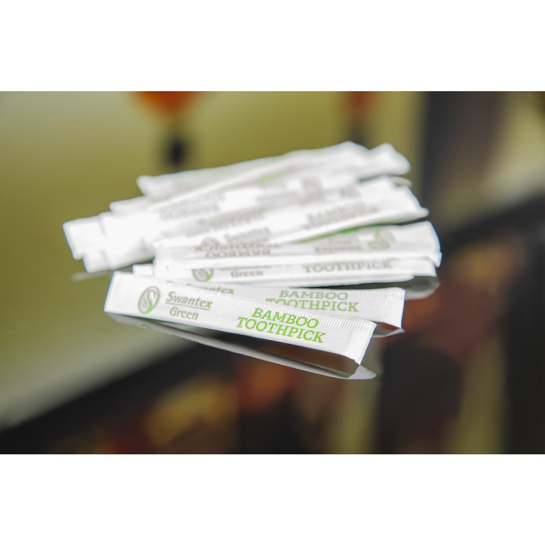 Cure-dents en bambou biodégradables emballés individuellement Swantex (lot de 1000) — DA015