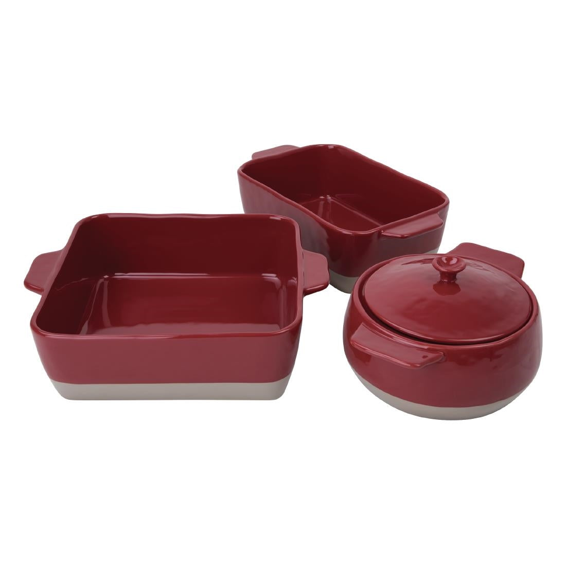 Plat à rôtir rouge et taupe Olympia 4,2L — DB527