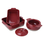 Plat à rôtir rouge et taupe Olympia 4,2L — DB527