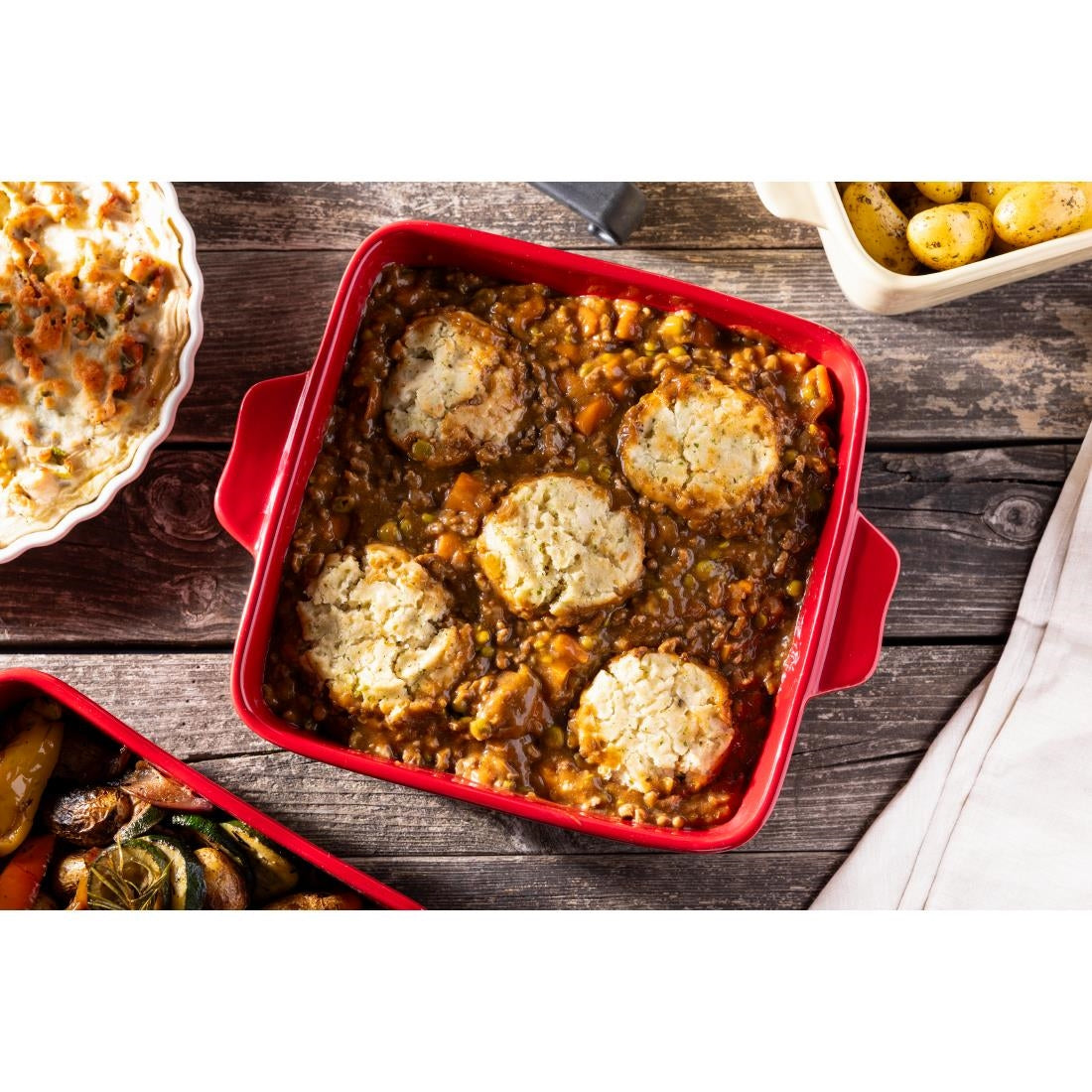 Plat à rôtir rouge et taupe Olympia 4,2L — DB527