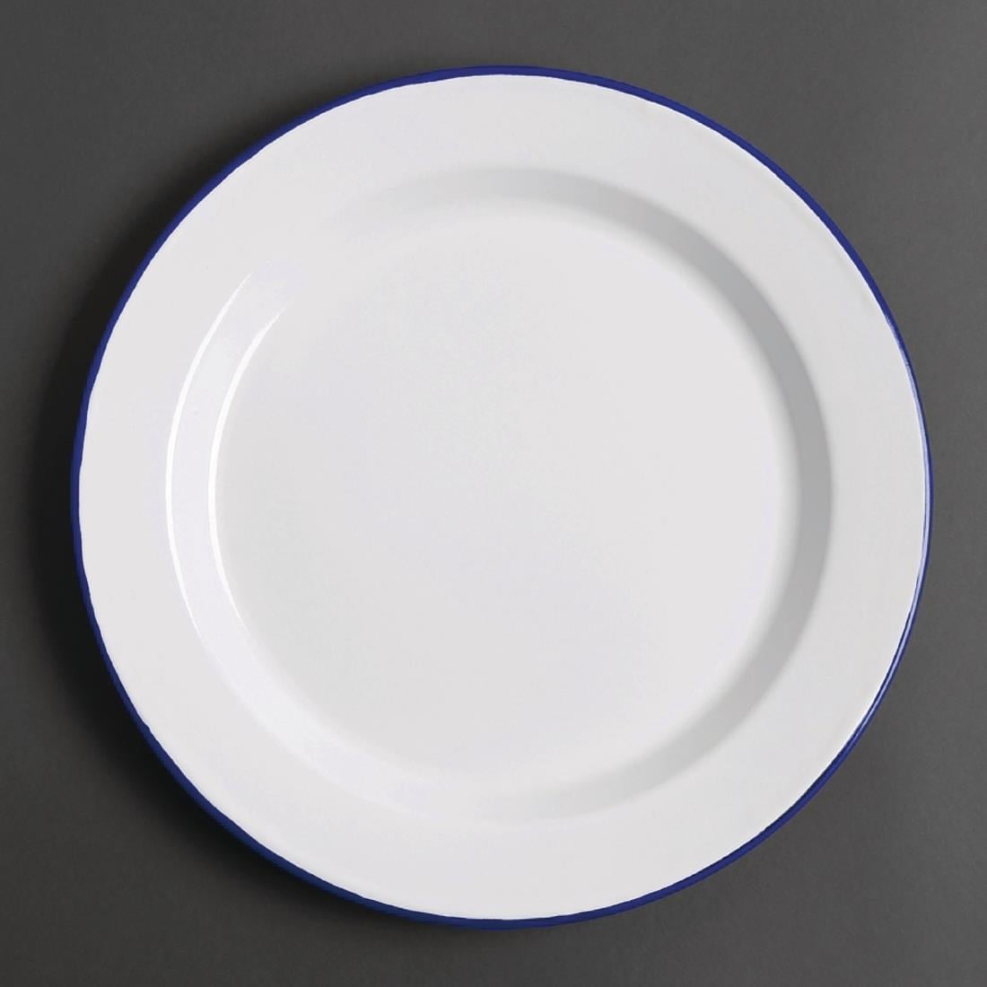 Assiettes plates en acier émaillé Olympia 300mm (lot de 6) — DC388