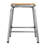 Tabouret bas en acier galvanisé avec assise en bois Bolero Cantina (lot de 4) — DE478