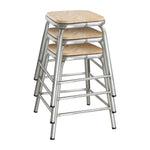 Tabouret bas en acier galvanisé avec assise en bois Bolero Cantina (lot de 4) — DE478