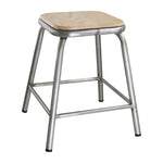 Tabouret bas en acier galvanisé avec assise en bois Bolero Cantina (lot de 4) — DE478
