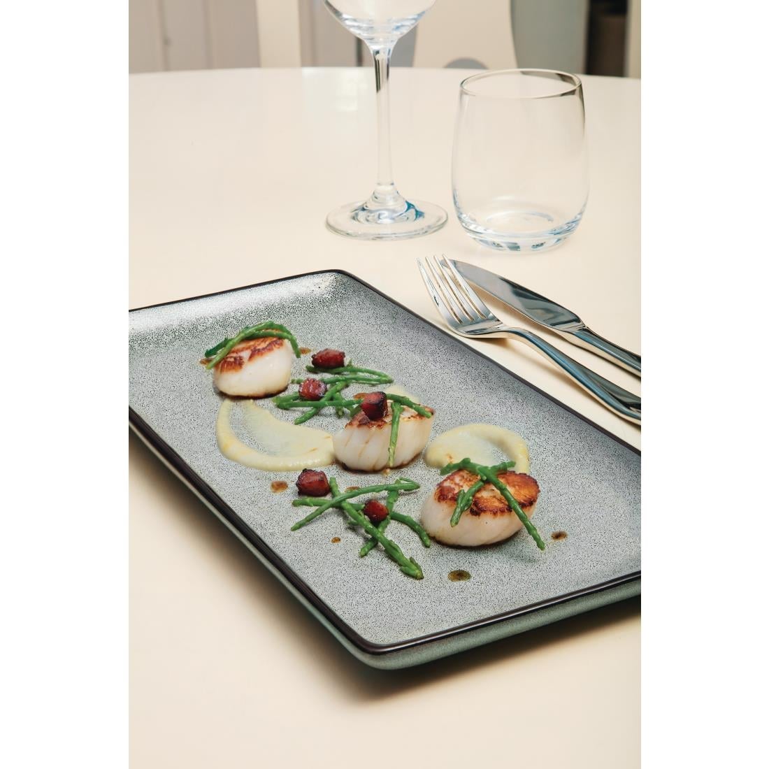 Assiettes Rectangulaires Olympia Mineral 335mm (lot de 4) — DF175