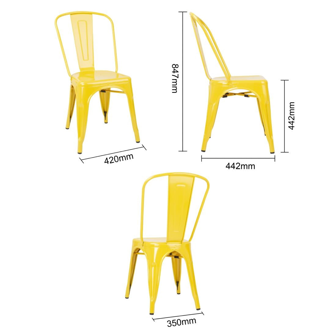 Chaises bistro en acier Bolero jaunes (lot de 4) — DK292