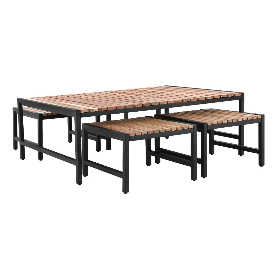 Table basse en acier et acacia Bolero 1 200x800mm — DK903