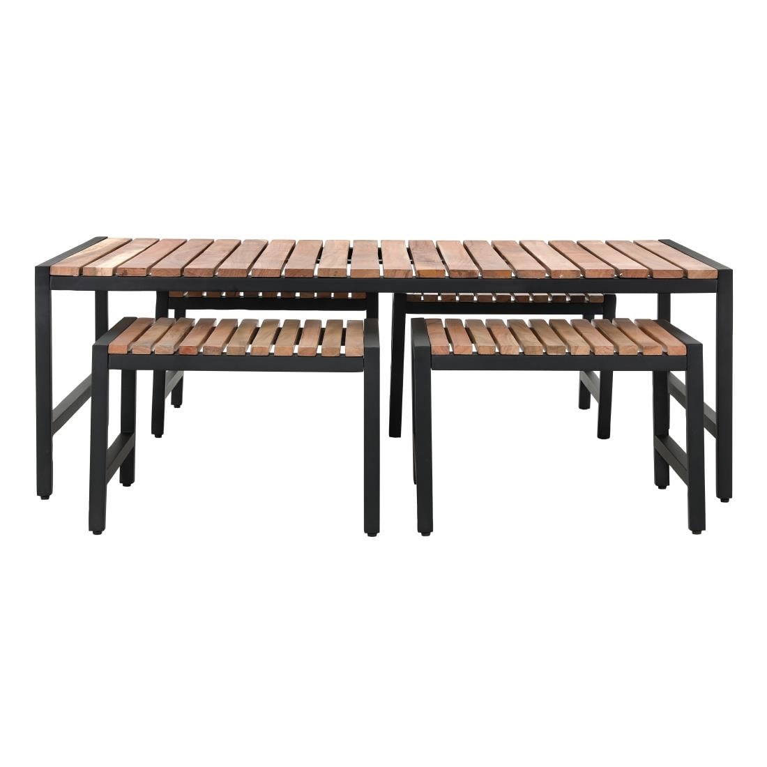 Tabourets de bar bas en acier et acacia Bolero (lot de 4) — DK904