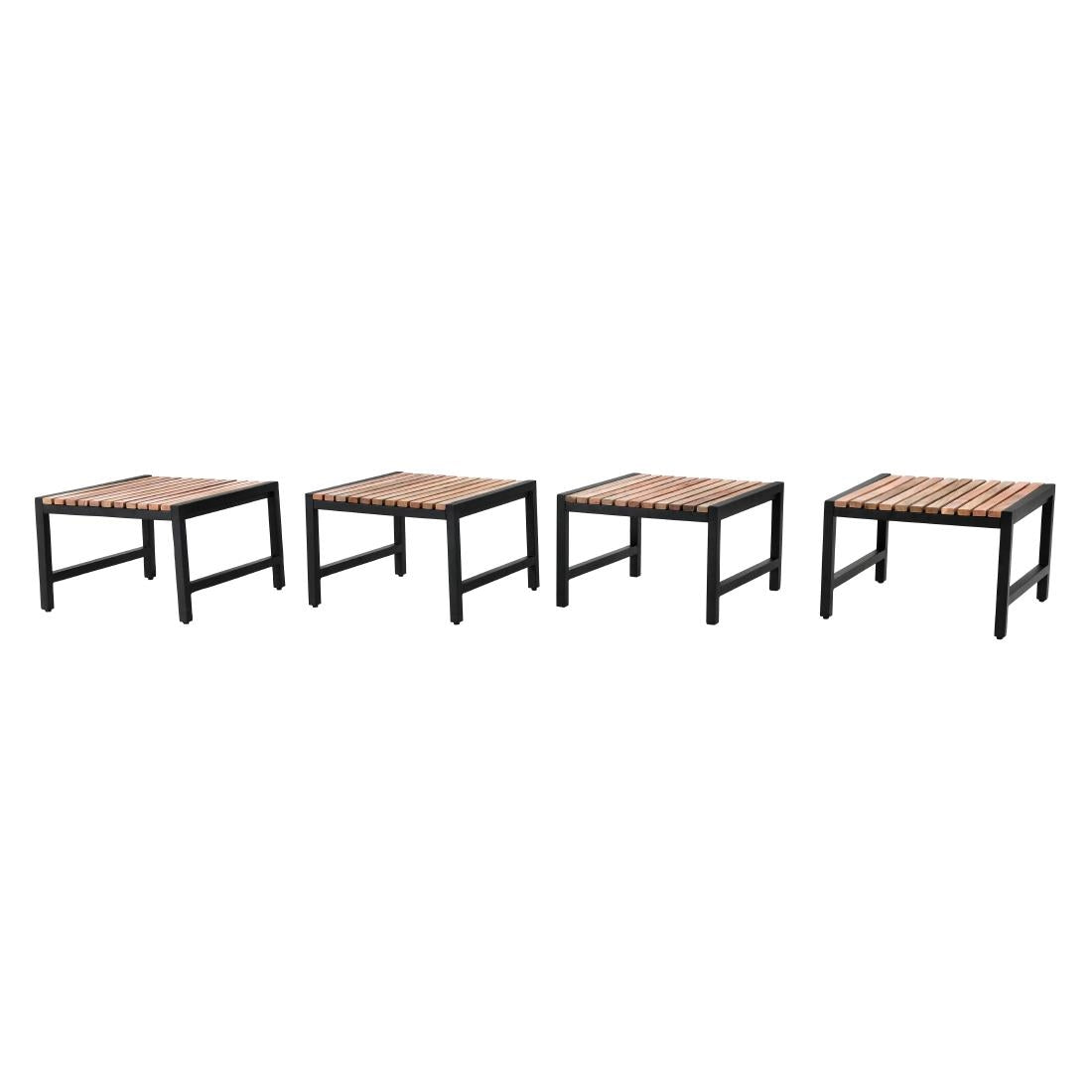 Tabourets de bar bas en acier et acacia Bolero (lot de 4) — DK904