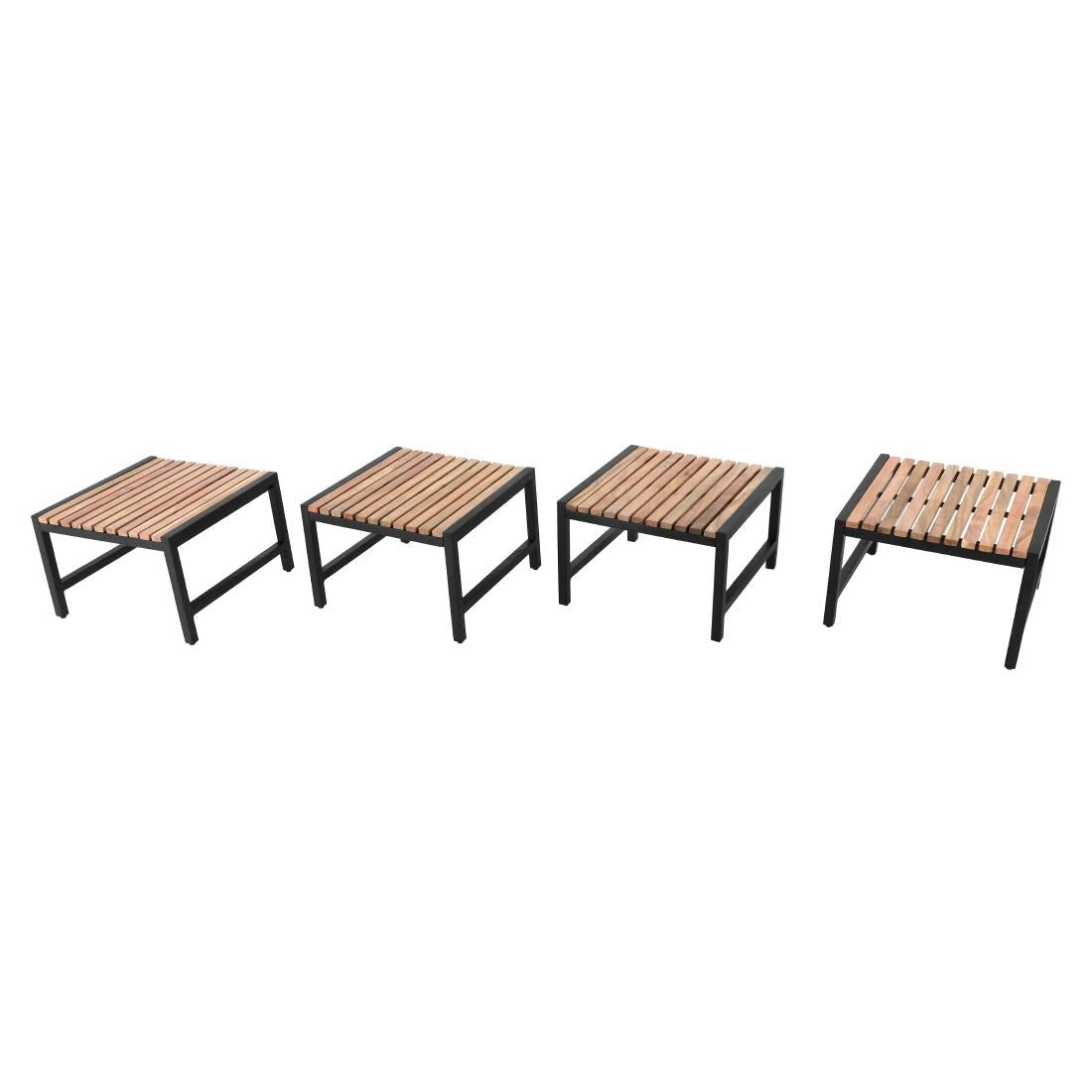 Tabourets de bar bas en acier et acacia Bolero (lot de 4) — DK904
