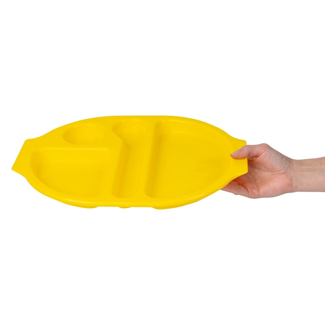 Petits plateaux repas à compartiments en polypropylène Olympia Kristallon jaunes 321mm (lot de 10) — DL127