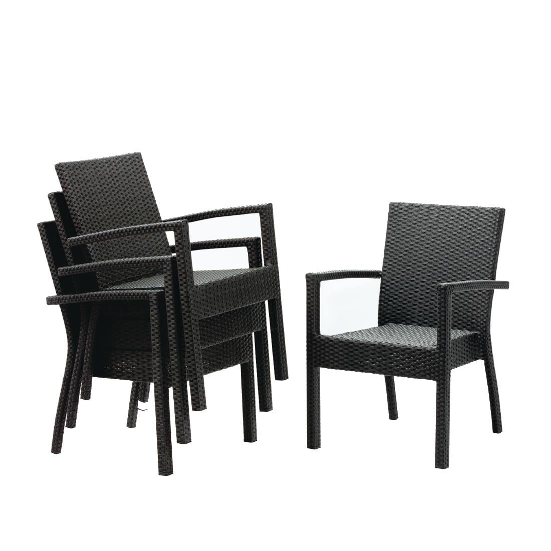 Fauteuils en rotin PE Bolero anthracite (lot de 4) — DL477