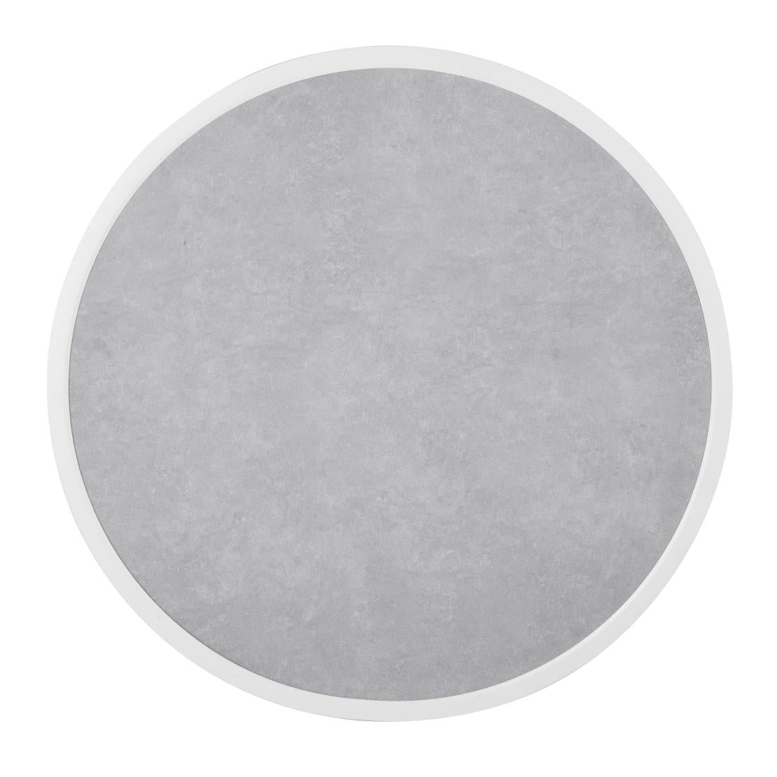 Plateau de table extérieur rond en verre trempé Bolero effet pierre gris clair bord blanc 580 mm — DL485