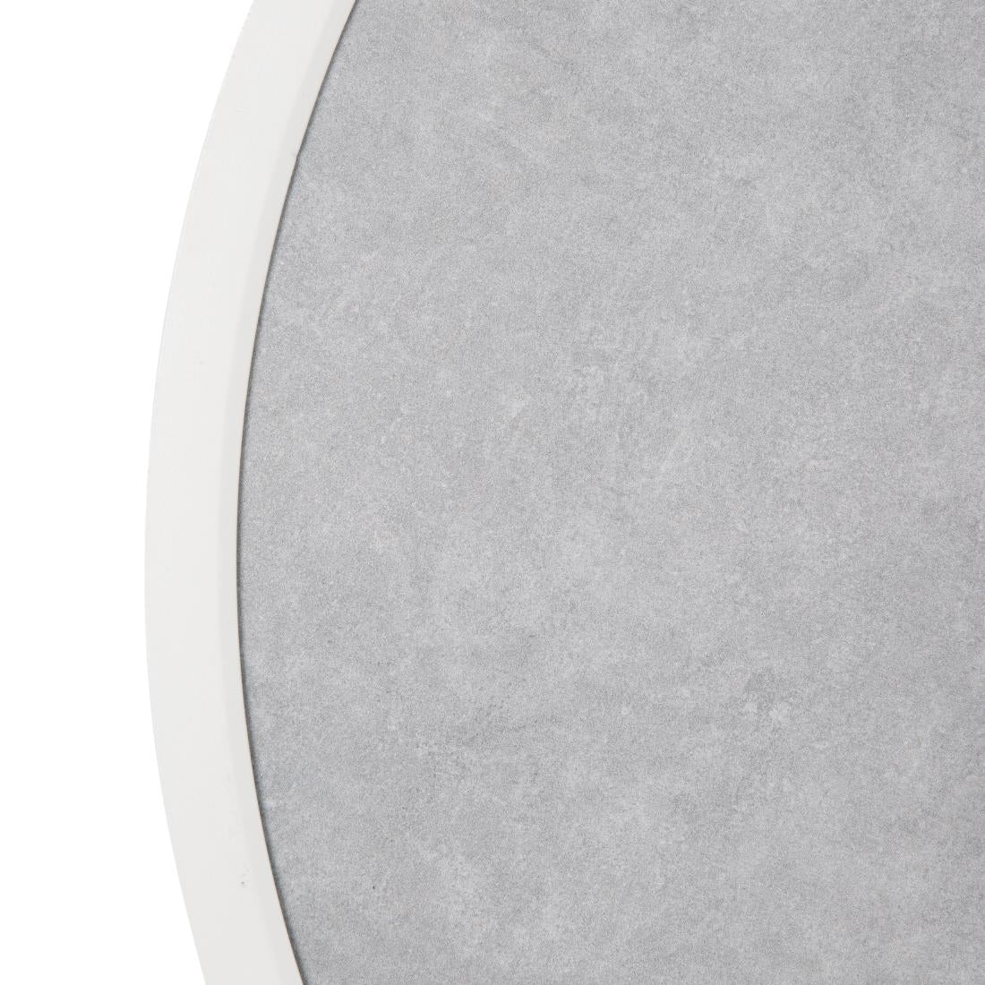 Plateau de table extérieur rond en verre trempé Bolero effet pierre gris clair bord blanc 580 mm — DL485
