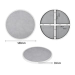 Plateau de table extérieur rond en verre trempé Bolero effet pierre gris clair bord blanc 580 mm — DL485
