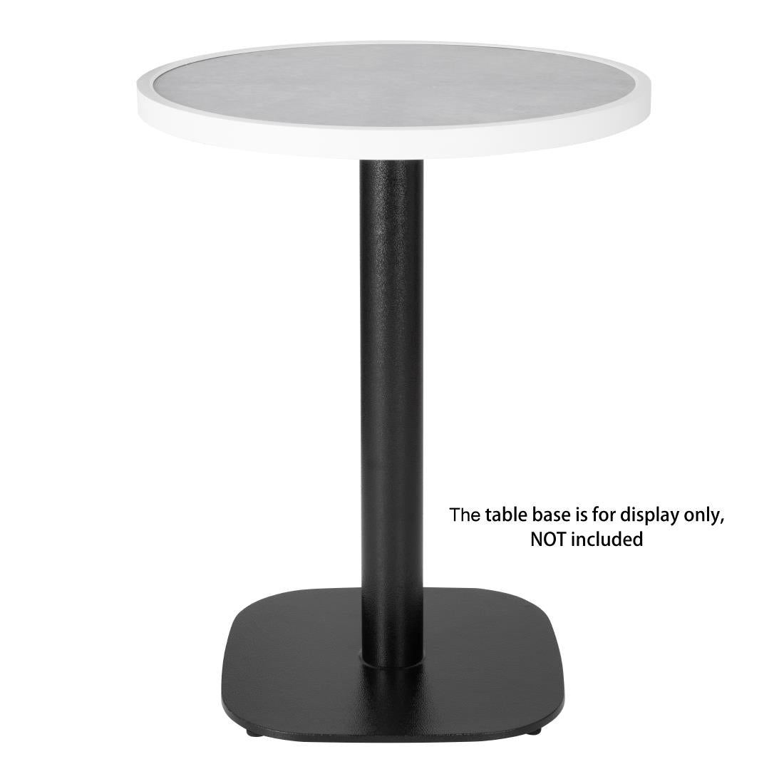 Plateau de table extérieur rond en verre trempé Bolero effet pierre gris clair bord blanc 580 mm — DL485