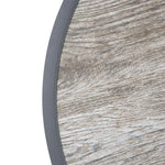 Plateau de table extérieur rond en verre trempé Bolero effet grain de bois bord gris 580mm — DL486