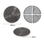 Plateau de table extérieur rond en verre trempé Bolero effet granit foncé bord blanc 580mm — DL487