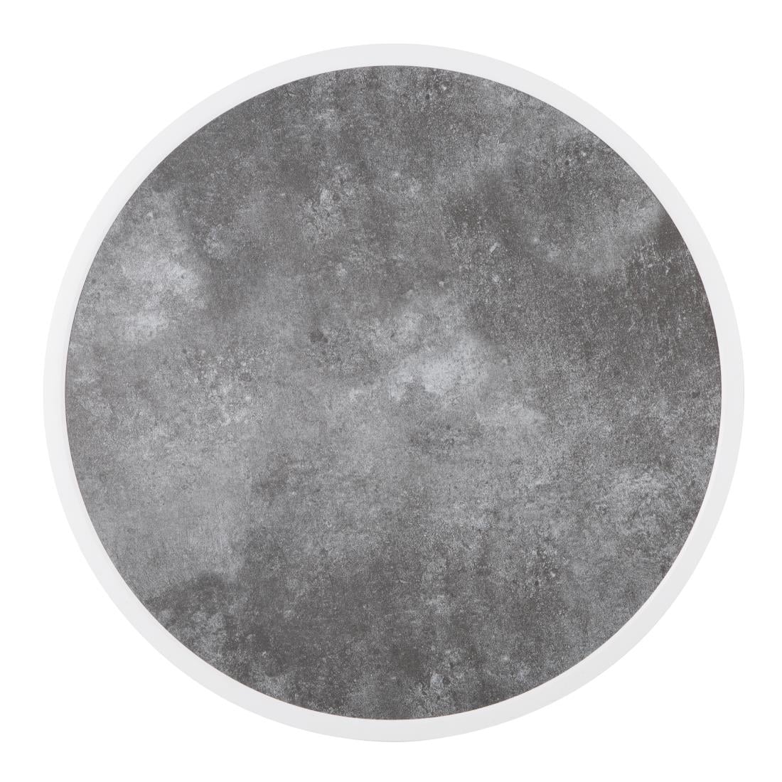 Plateau de table extérieur rond en verre trempé Bolero effet pierre foncée bord blanc 580mm — DL488