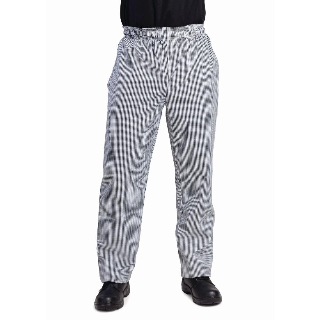 Pantalon de cuisinier mixte Whites Vegas petits carreaux noir et blanc XL — DL712-XL