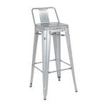 Tabouret haut en acier galvanisé avec dossier Bolero Bistro (lot de 4) — DL877