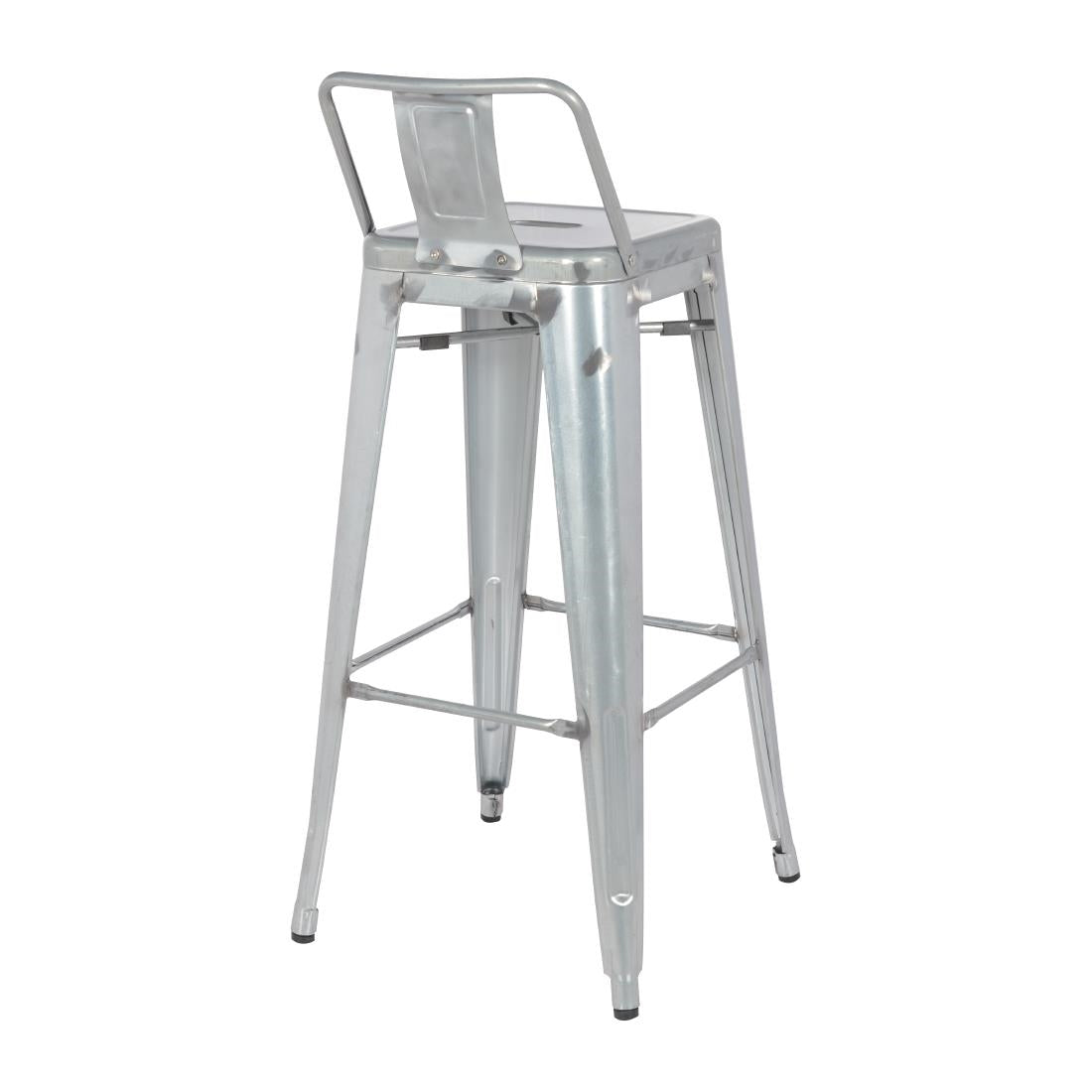 Tabouret haut en acier galvanisé avec dossier Bolero Bistro (lot de 4) — DL877