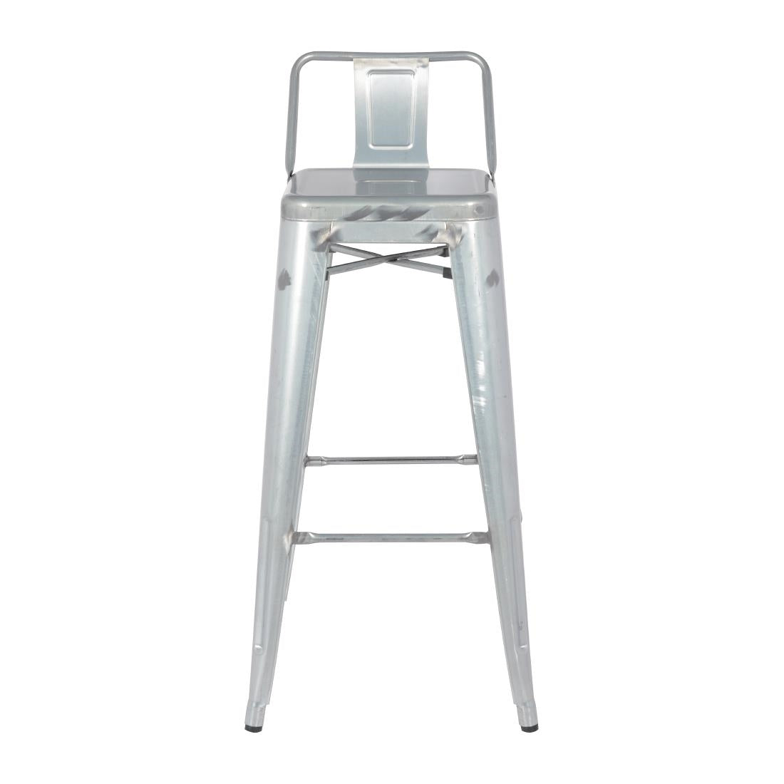 Tabouret haut en acier galvanisé avec dossier Bolero Bistro (lot de 4) — DL877