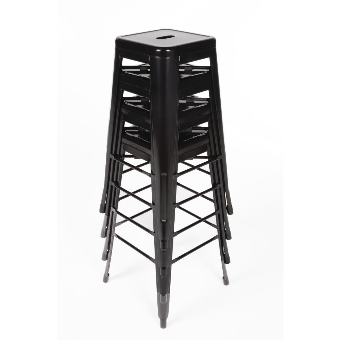 Tabourets hauts en acier galvanisé Bolero Bistro noirs (lot de 4) — DL881