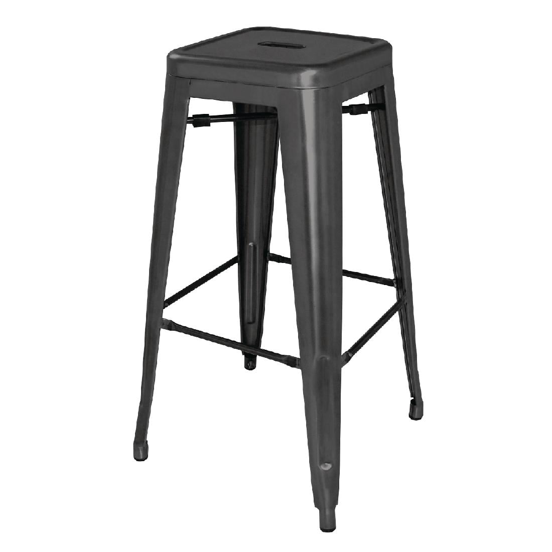 Tabourets hauts en acier galvanisé Bolero Bistro noirs (lot de 4) — DL881