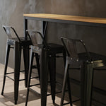 Tabourets hauts en acier noir avec dossier Bolero Bistro (lot de 4) — DL882