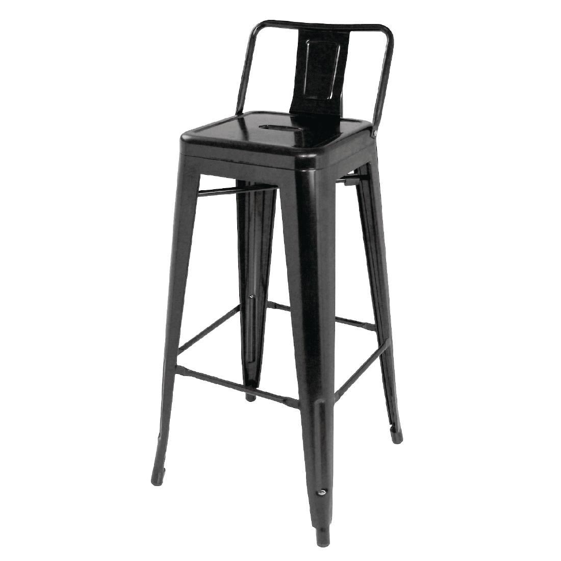 Tabourets hauts en acier noir avec dossier Bolero Bistro (lot de 4) — DL882