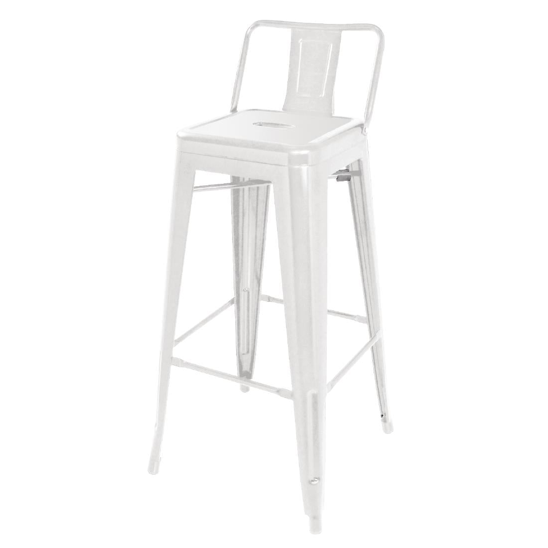 Tabouret haut Bolero Bistro en acier avec dossier blanc (lot de 4) — DL890