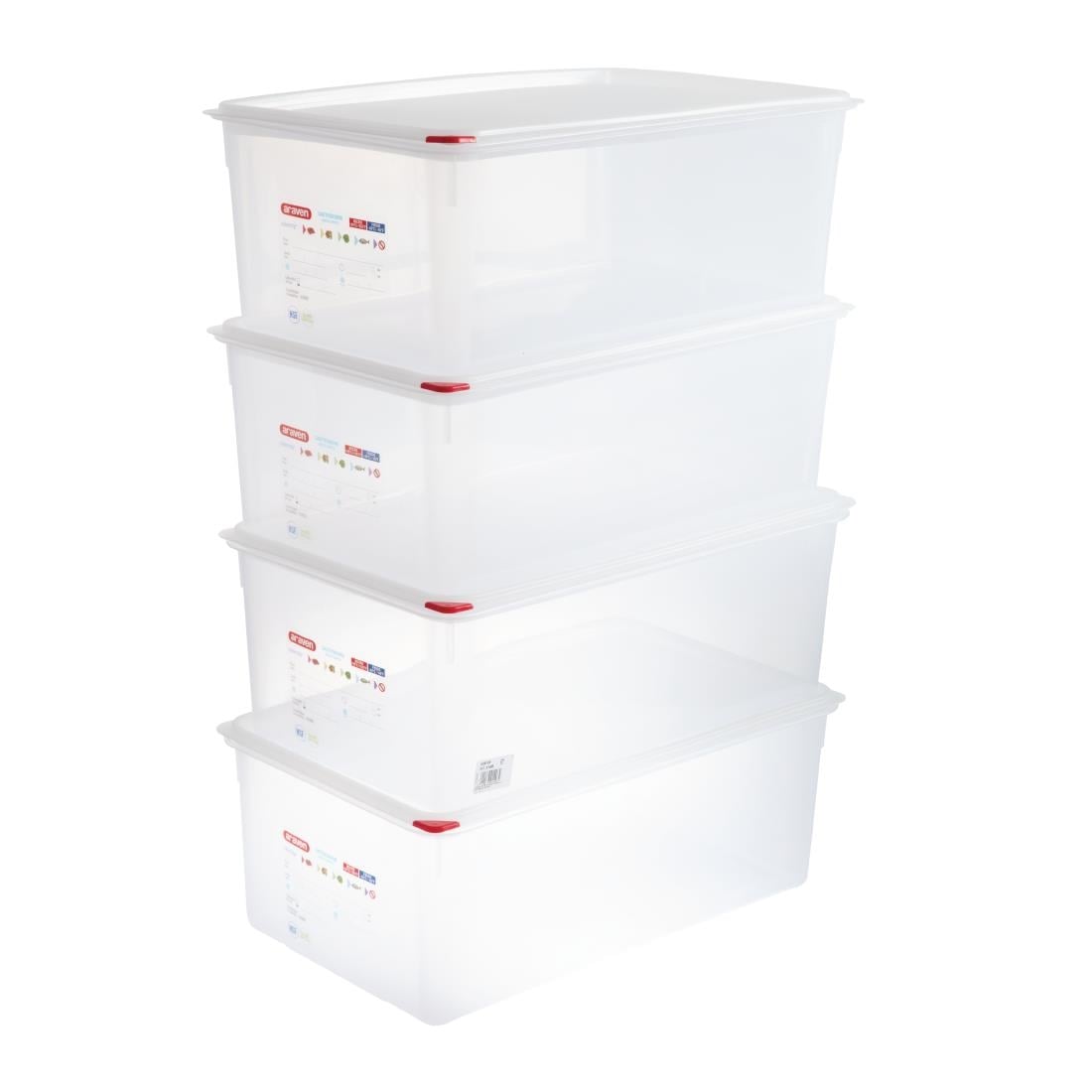 Boîtes alimentaires en polypropylène Araven GN 1/1 27,5L (lot de 4) — DL984