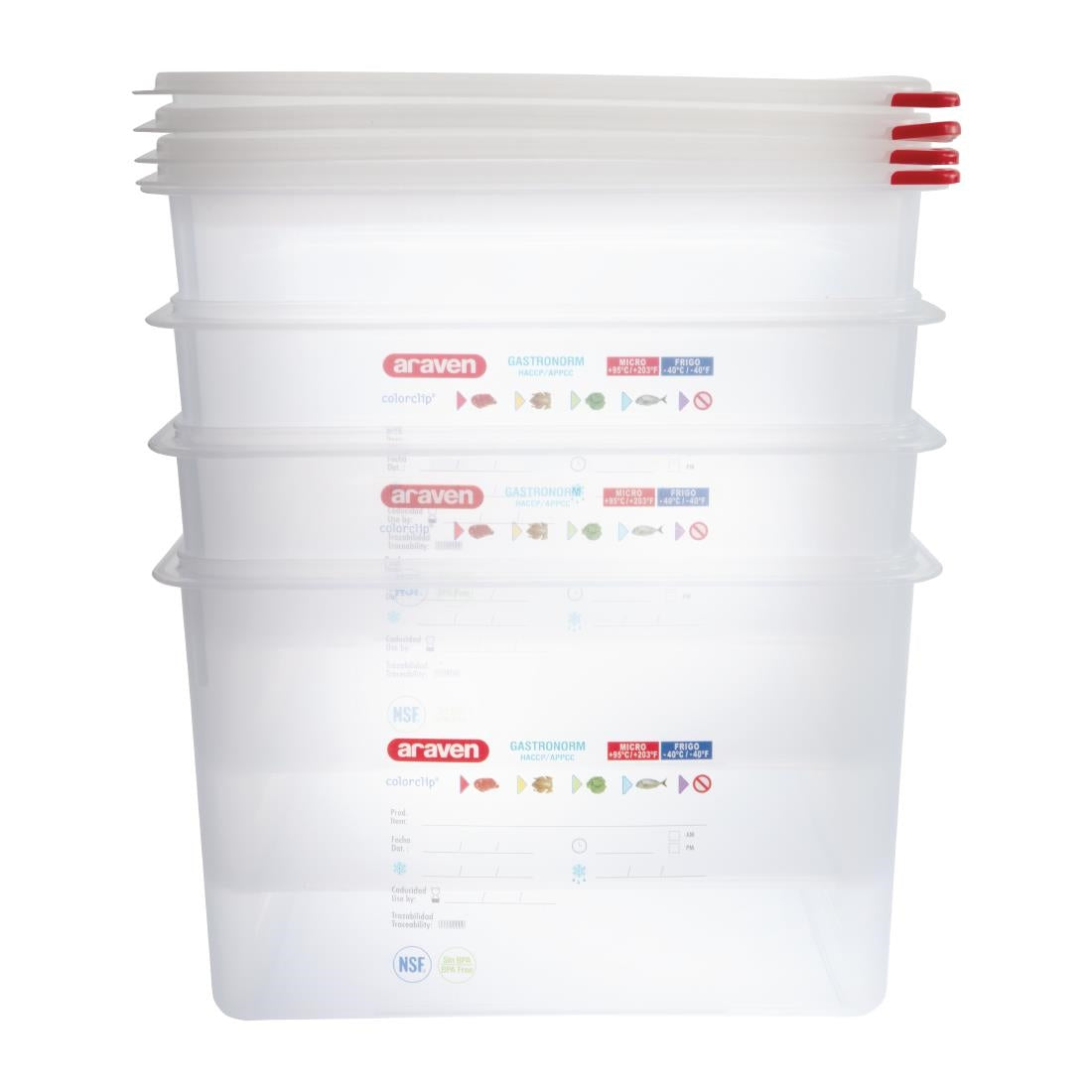 Boîtes alimentaires en polypropylène Araven GN 1/1 27,5L (lot de 4) — DL984