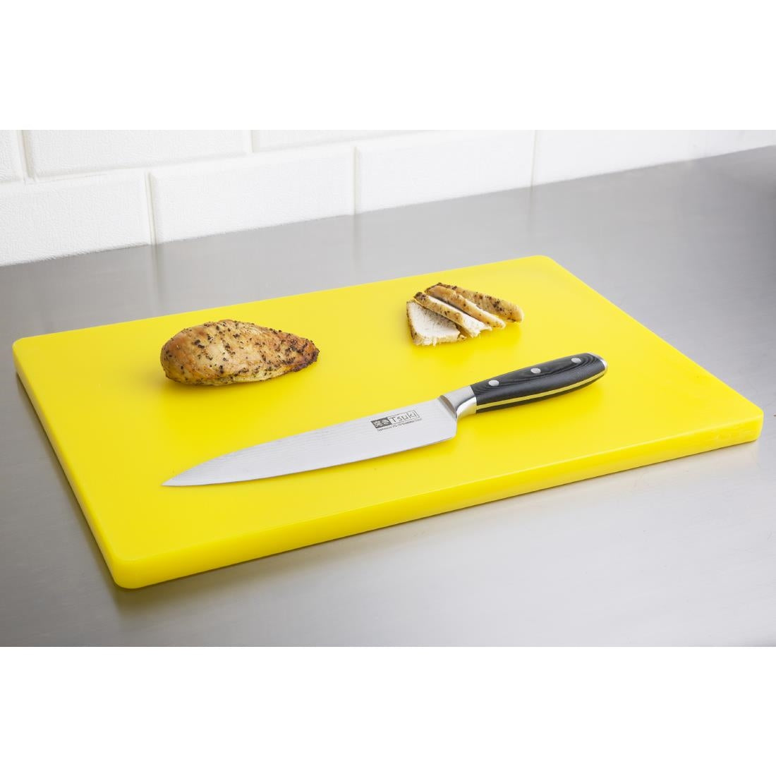Planche à découper standard épaisse basse densité Hygiplas jaune — DM002