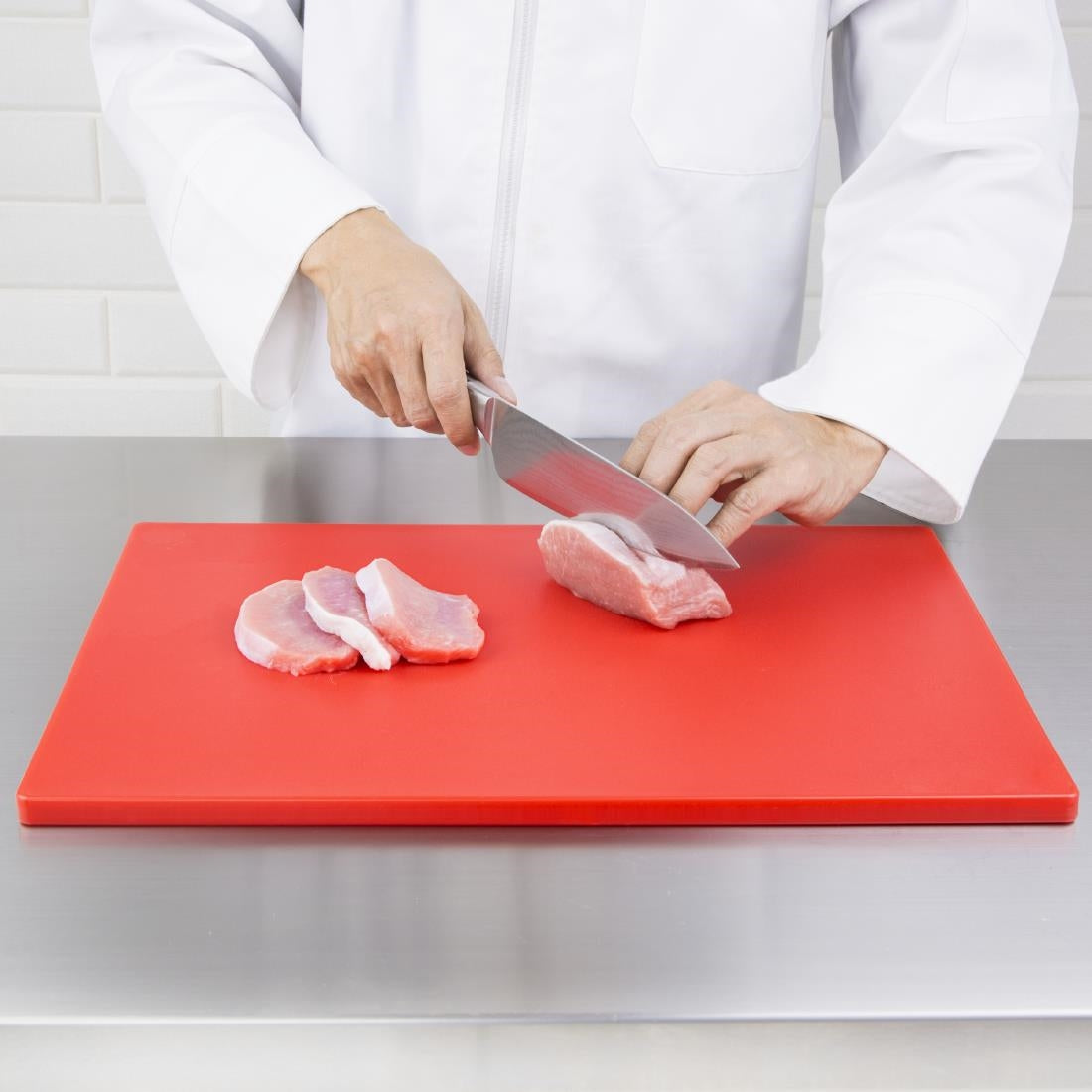 Planche à découper standard épaisse basse densité Hygiplas rouge — DM004