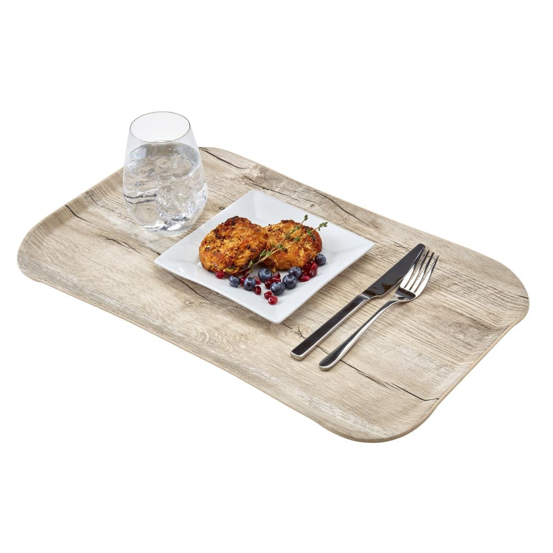 Plateau rectangulaire polyester aspect bois Cambro Century 32x53cm chêne clair — DM122