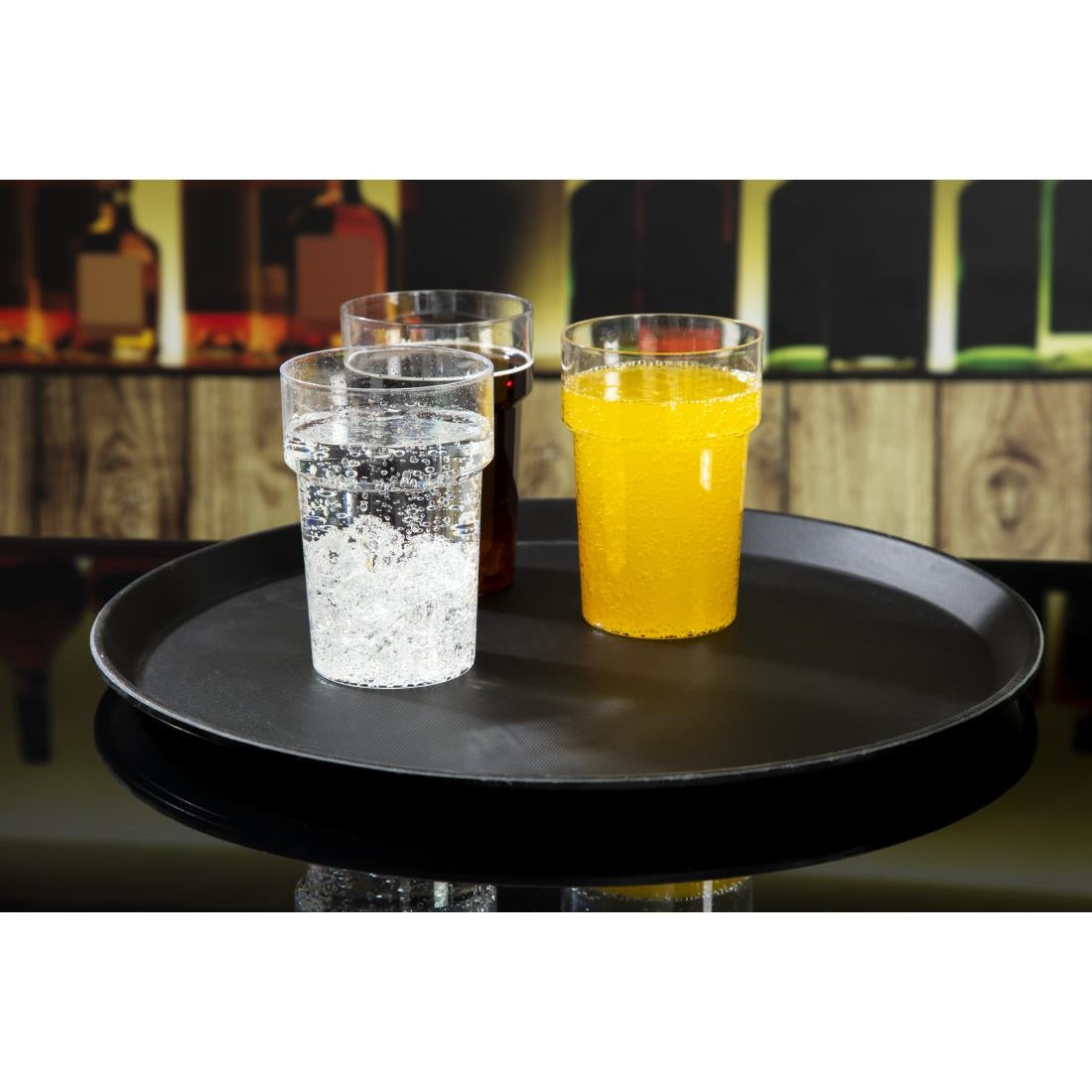 Plateau de service rond fibre de verre antidérapant Camtread Cambro noir 40,5 cm — DM782