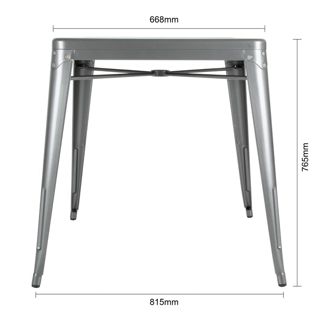 Table carrée en acier gris métallisé Bolero Bistro 668mm — DM904