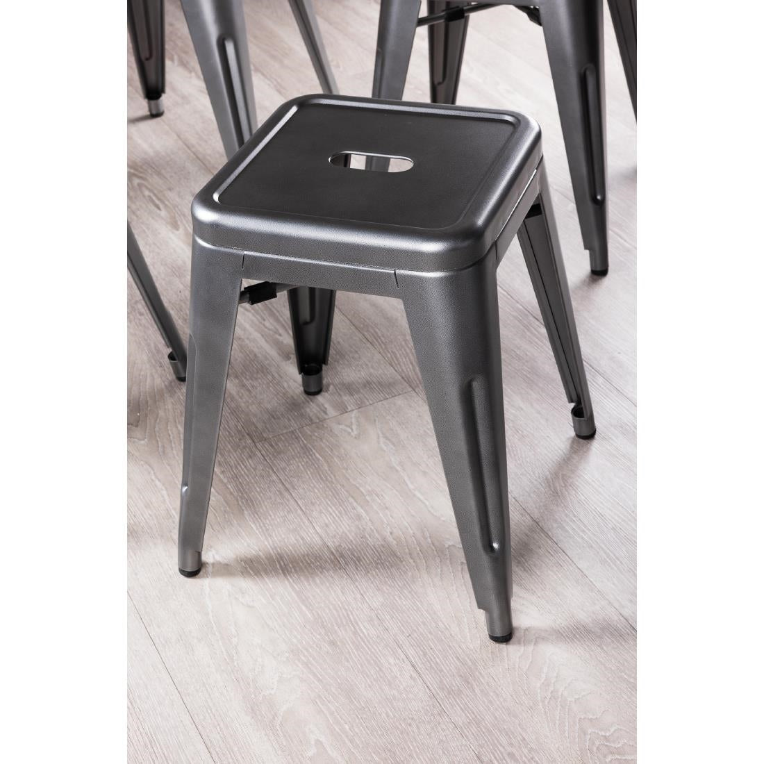 Tabourets bas Bolero Bistro en acier gris métal (lot de 4) — DM933