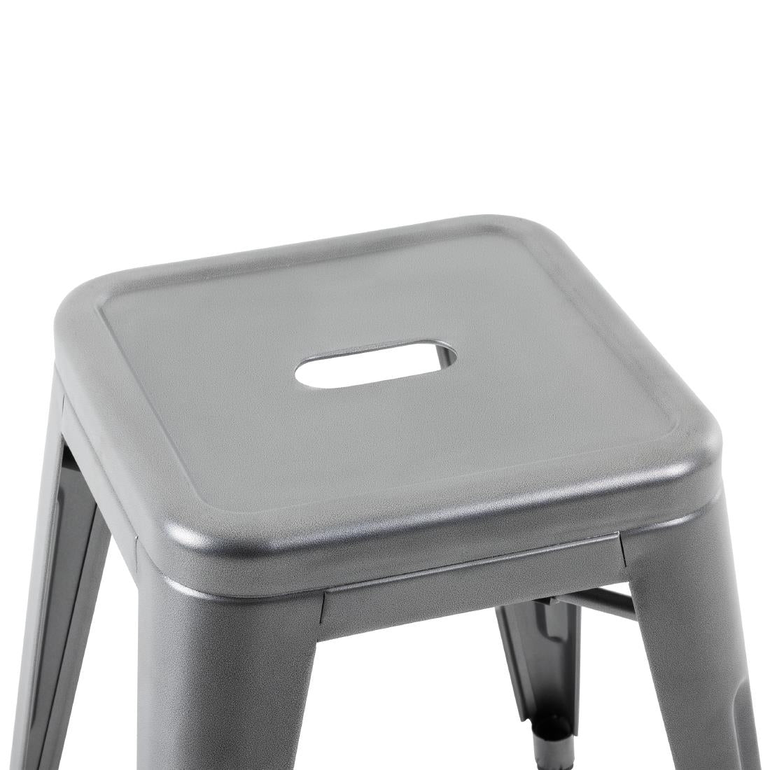 Tabourets bas Bolero Bistro en acier gris métal (lot de 4) — DM933